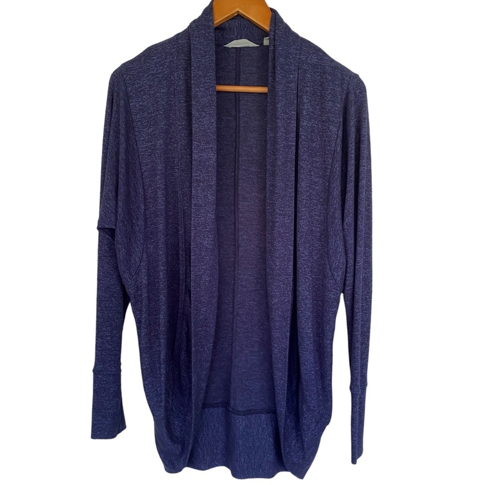Athlete Blue Marled Open Front Cardigan Long Sleeve Round Hem Loungewear XXS